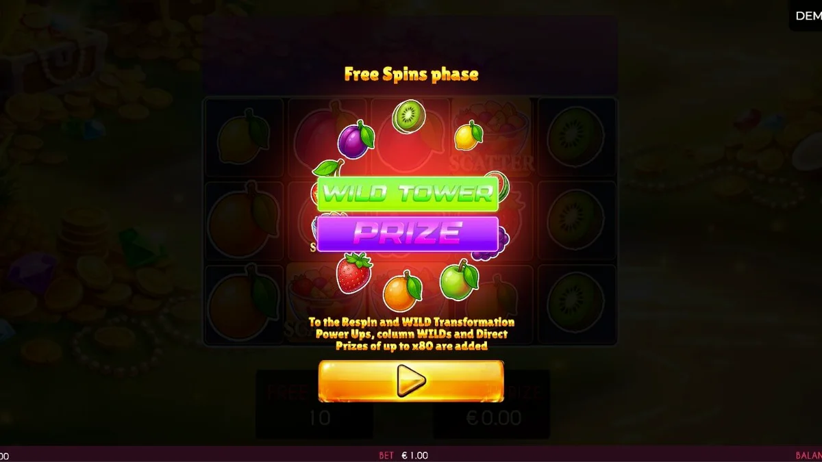 Tampilan visual slot Fruits Madness dengan simbol buah yang cerah