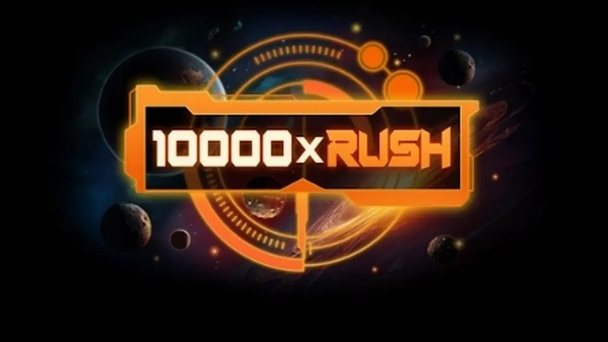 Tampilan antarmuka permainan slot 10000 x Rush dengan desain modern